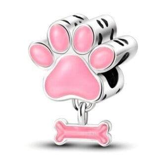 Charms do bransoletki Srebro 925 Łapka Psa z Kością