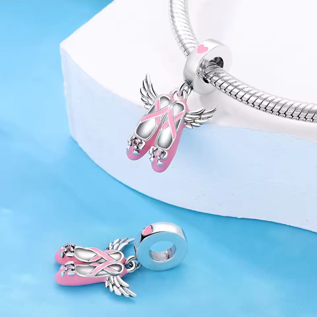 Charms do bransoletki Srebro 925 Baletki Różowe Charms do bransoletki Srebro 925 Baletki Różowe