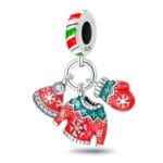 Charms do bransoletki Srebro 925 Świąteczny Sweter Czapka i Rękawiczki Zimowe
