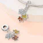 Charms do bransoletki Srebro 925 Kolorowe Liście Klonu