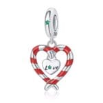 Charms do bransoletki Srebro 925 Świąteczne Serce z Lasek Cukrowych