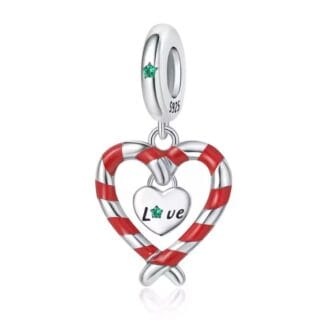 Charms do bransoletki Srebro 925 Świąteczne Serce z Lasek Cukrowych