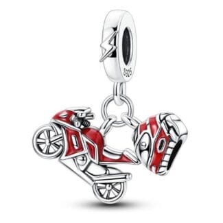 Charms do bransoletki Srebro 925 Motor Czerwony z Kaskiem
