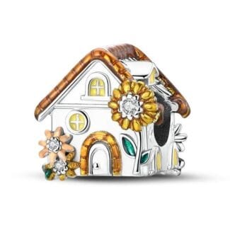 Charms do bransoletki Srebro 925 Domek z Kwiatami