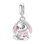 Charms do bransoletki Srebro 925 Królik Różowy