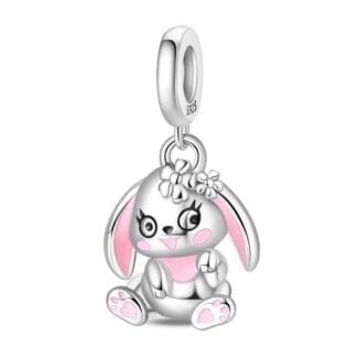 Charms do bransoletki Srebro 925 Królik Różowy